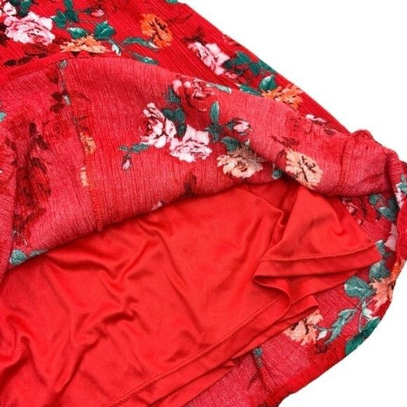 Torrid Red Gauzy Floral Skater Dress - Picture 6 of 9